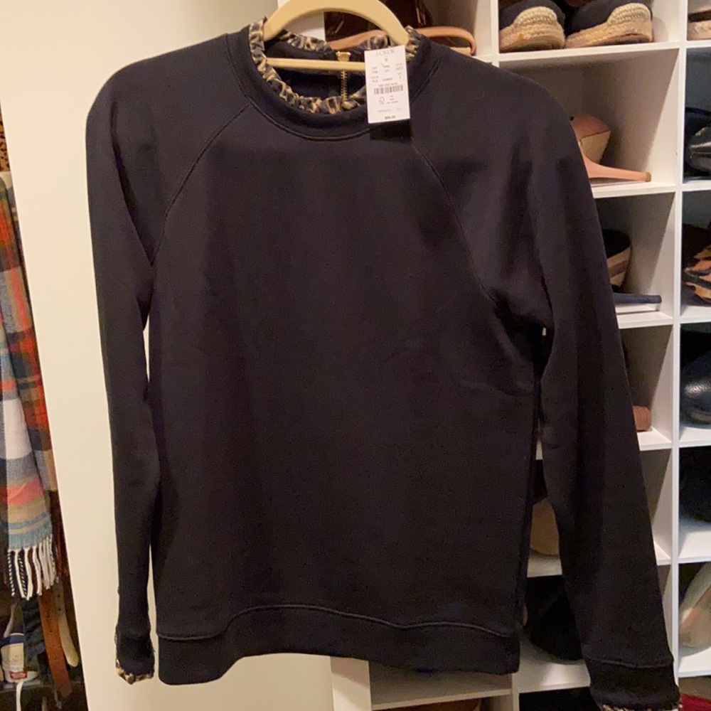 NWT J Crew Factory sweater shirt with leopard detail